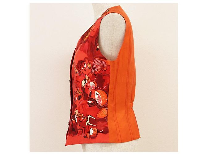 Chaleco de seda rojo Hermès - vista 13