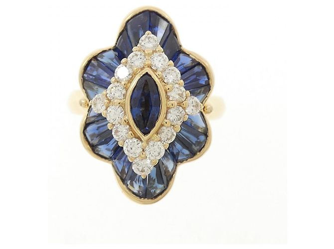 Autre Marque Saphir-Diamantring Au750 - Ansicht 2