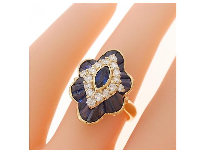 Autre Marque Saphir-Diamantring Au750 - Ansicht 4