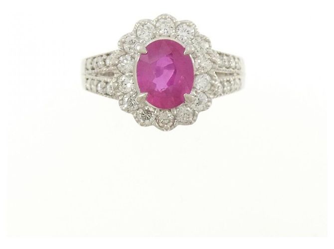 Autre Marque PT900 Ring mit Rubin und Diamanten - Ansicht 2