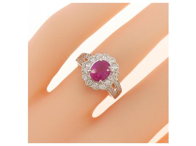 Autre Marque PT900 Ring mit Rubin und Diamanten - Ansicht 4