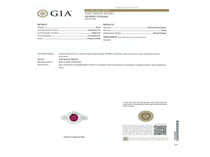 Autre Marque PT900 Ring mit Rubin und Diamanten - Ansicht 5