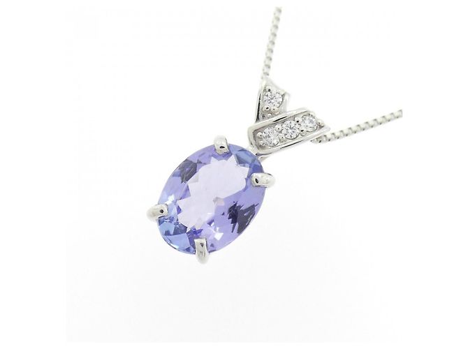 Autre Marque Collana in Tanzanite e Diamanti Pt900 Pt850 - vista 3