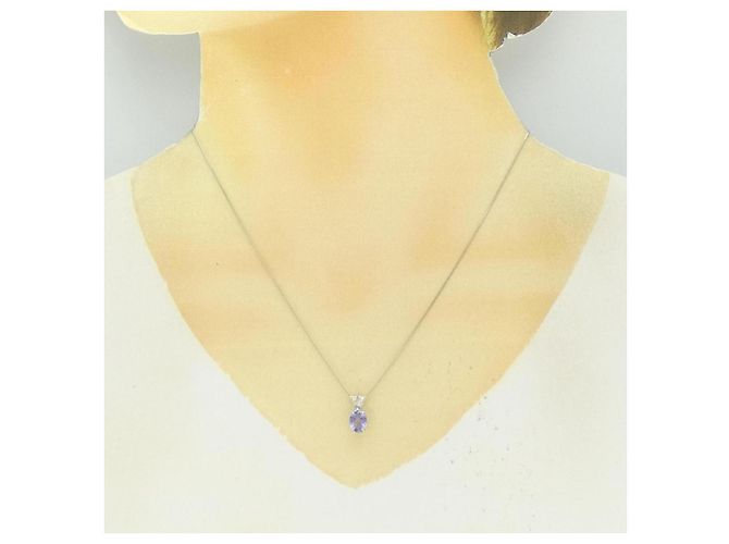 Autre Marque Collana in Tanzanite e Diamanti Pt900 Pt850 - vista 6