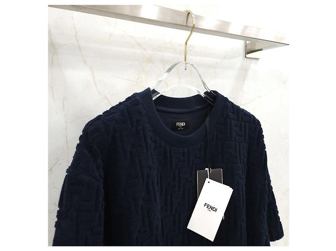 Fendi Navy Terry Kurzarm T-Shirt - Ansicht 8