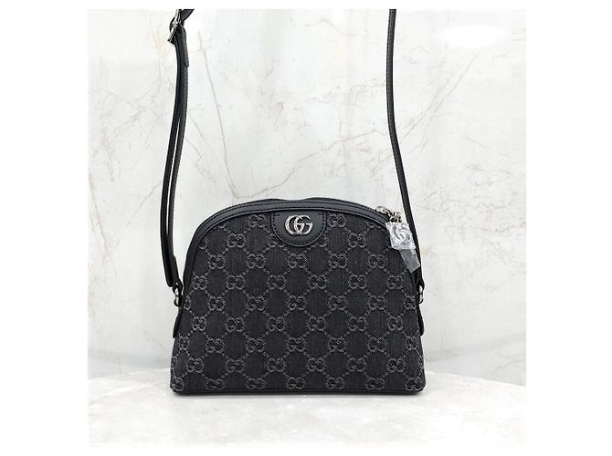 Gucci Borsa a tracolla Ophidia Small in denim nero - vista 11