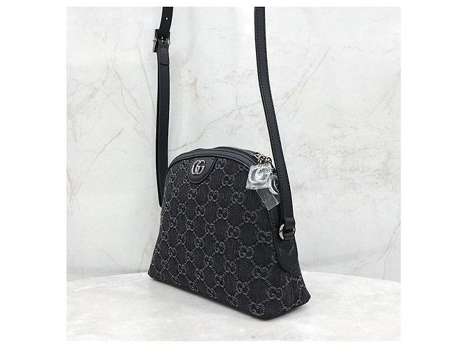 Gucci Borsa a tracolla Ophidia Small in denim nero - vista 2