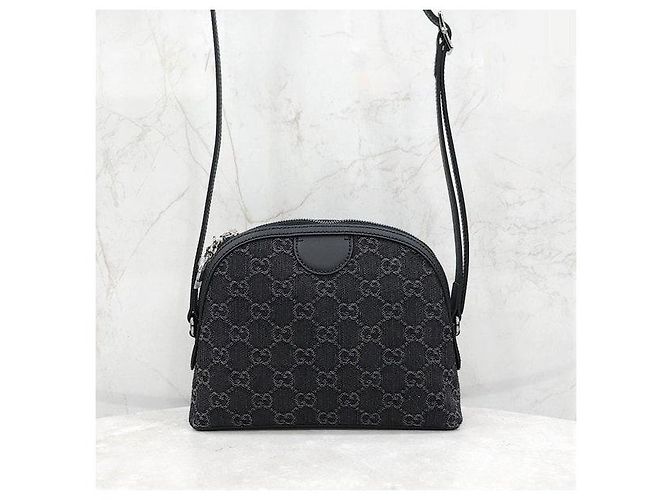Gucci Borsa a tracolla Ophidia Small in denim nero - vista 3