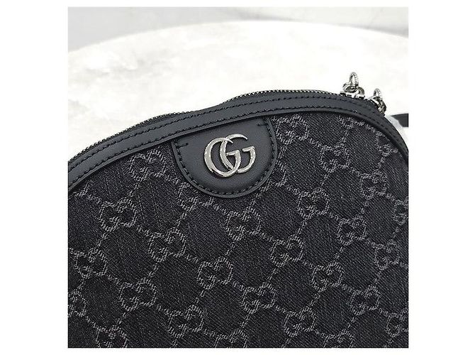 Gucci Borsa a tracolla Ophidia Small in denim nero - vista 4