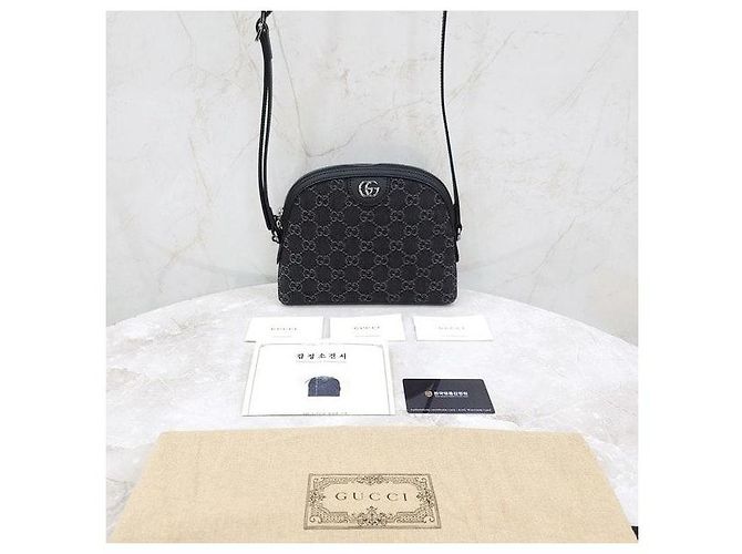 Gucci Borsa a tracolla Ophidia Small in denim nero - vista 8