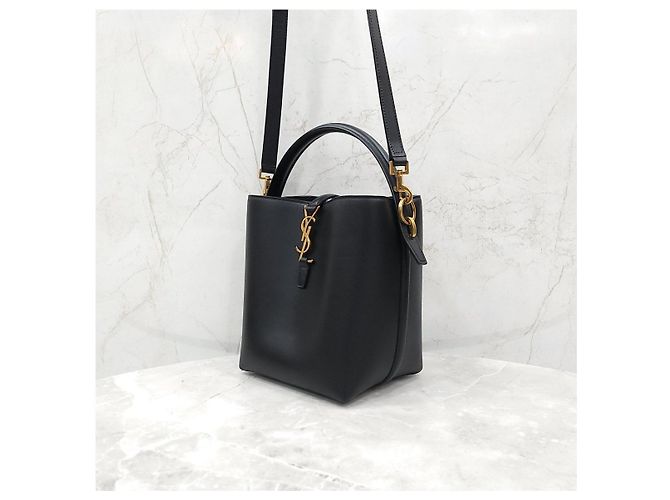 Autre Marque SAINT LAURENT Borsa a secchiello nera in pelle - vista 12