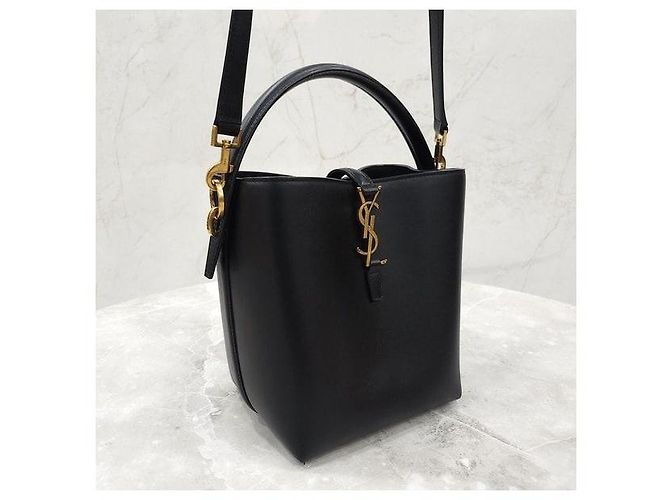 Autre Marque SAINT LAURENT Borsa a secchiello nera in pelle - vista 4