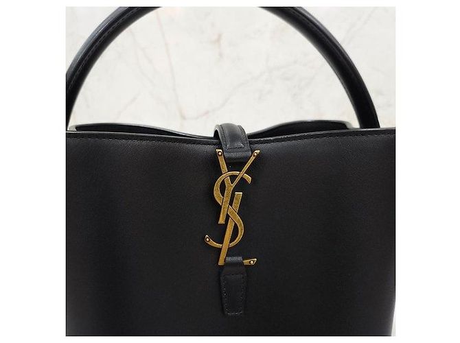 Autre Marque SAINT LAURENT Borsa a secchiello nera in pelle - vista 5