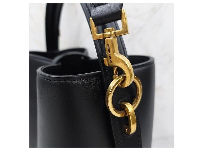 Autre Marque SAINT LAURENT Borsa a secchiello nera in pelle - vista 7