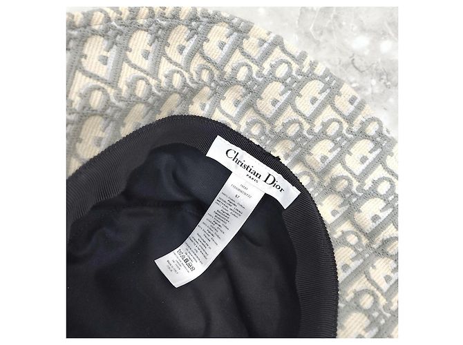Dior Oblique Bestickter Bucket Hat Grau - Ansicht 14