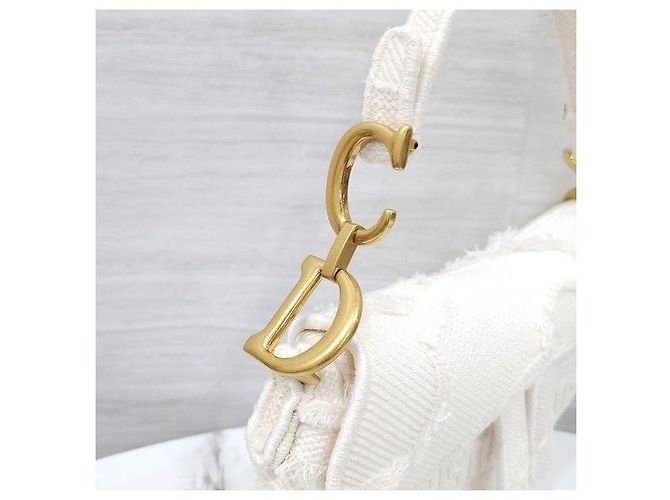 Dior Borsa Saddle Mini Oblique con Frange Bianca - vista 6
