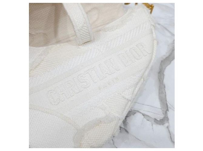 Dior Borsa Saddle Mini Oblique con Frange Bianca - vista 8