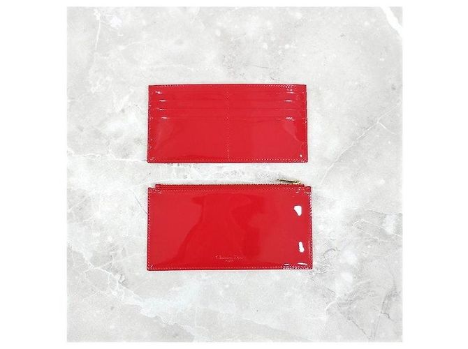 Dior Borsa a spalla con catena e pochette in vernice rossa - vista 7