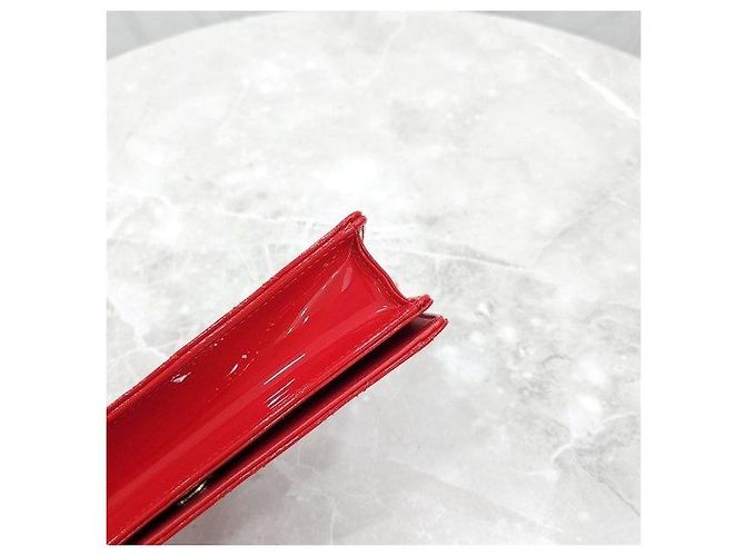 Dior Borsa a spalla con catena e pochette in vernice rossa - vista 8