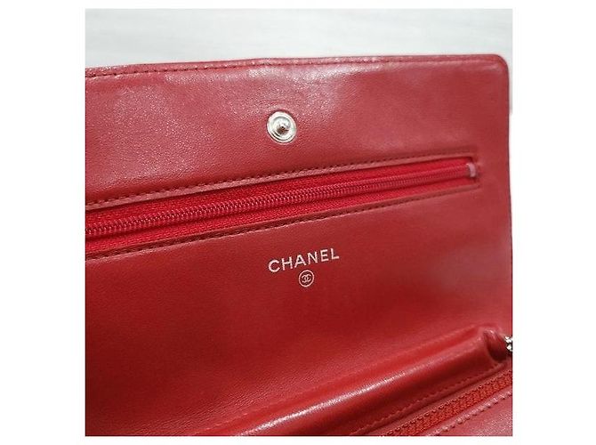 Chanel Portafoglio a catena Classic WOC a tracolla Red Lambskin Silver - vista 6