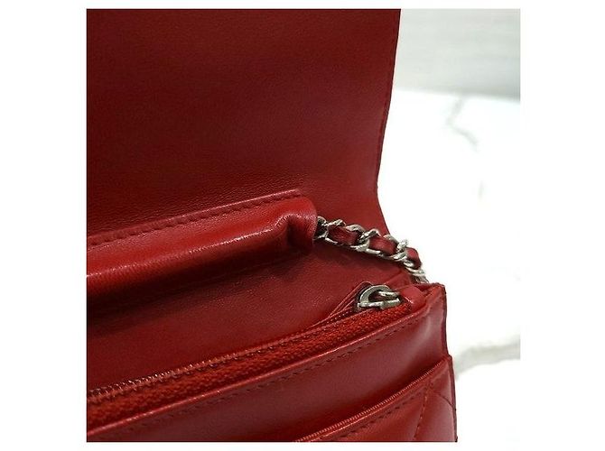 Chanel Portafoglio a catena Classic WOC a tracolla Red Lambskin Silver - vista 7