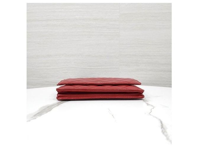Chanel Portafoglio a catena Classic WOC a tracolla Red Lambskin Silver - vista 9