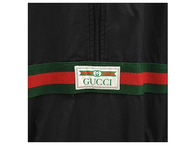 Gucci Anorak antivento nero con logo Web e Three-Stripes - vista 4