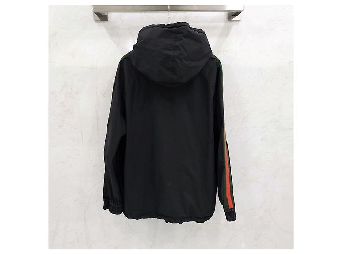 Gucci Anorak antivento nero con logo Web e Three-Stripes - vista 7