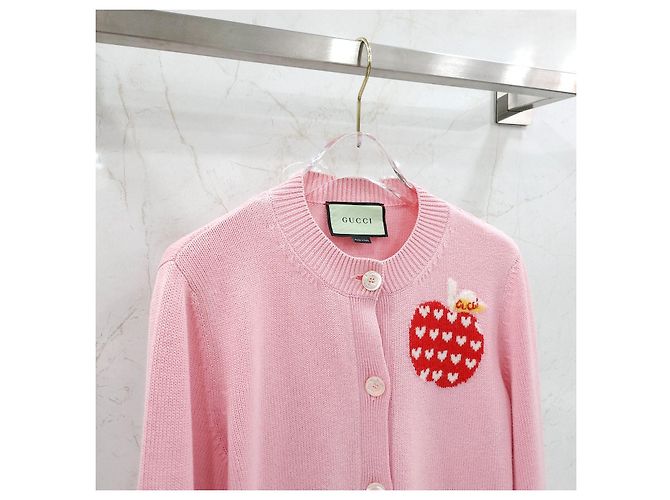Gucci Rosa Cardigan mit Herz-Logo XS - Ansicht 10