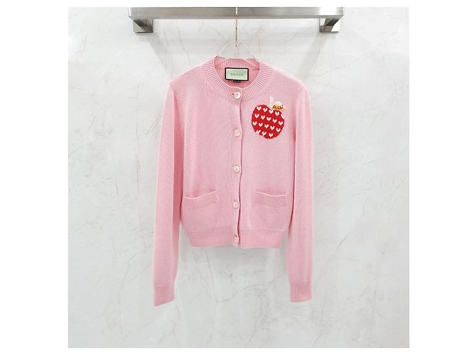 Gucci Rosa Cardigan mit Herz-Logo XS - Ansicht 8