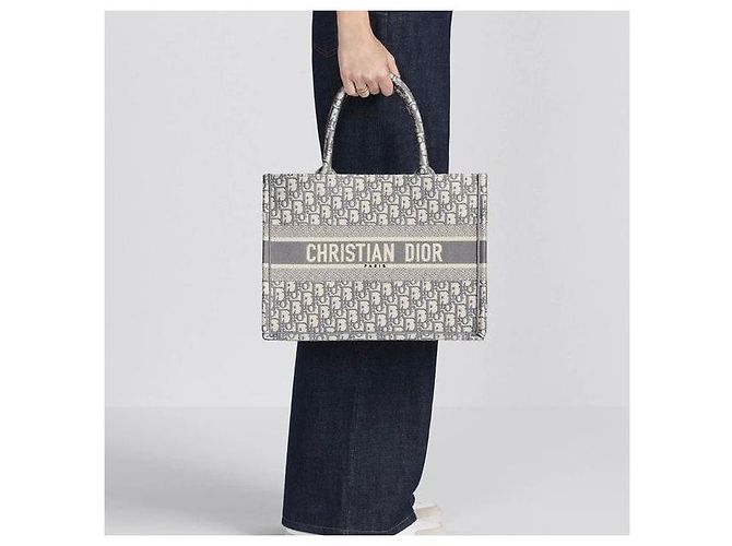 Dior Borsa Book Tote Oblique Grigia Medium - vista 9