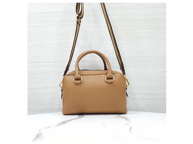 Prada Borsa a spalla Bauletto Vitello Phoenix Caramel - vista 13