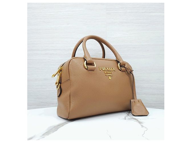 Prada Borsa a spalla Bauletto Vitello Phoenix Caramel - vista 14