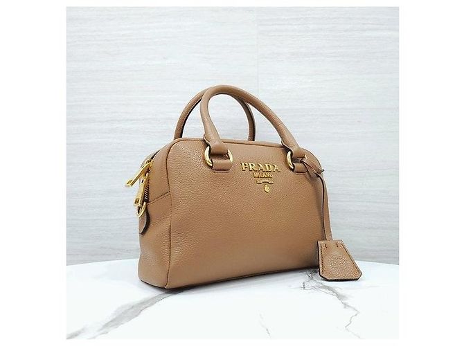 Prada Borsa a spalla Bauletto Vitello Phoenix Caramel - vista 4