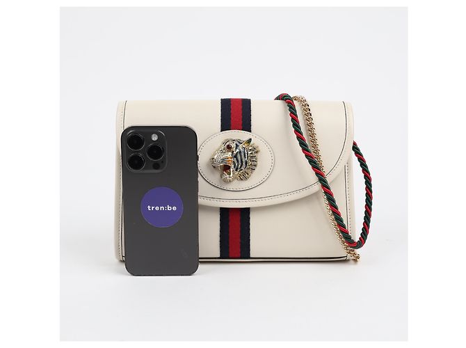 Gucci Borsa a spalla Tiger in pelle Bianca - vista 17