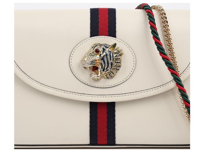 Gucci Borsa a spalla Tiger in pelle Bianca - vista 3