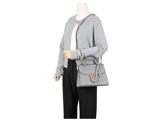 Gucci GG Marmont Mini Lederhandtasche Grau - Ansicht 17