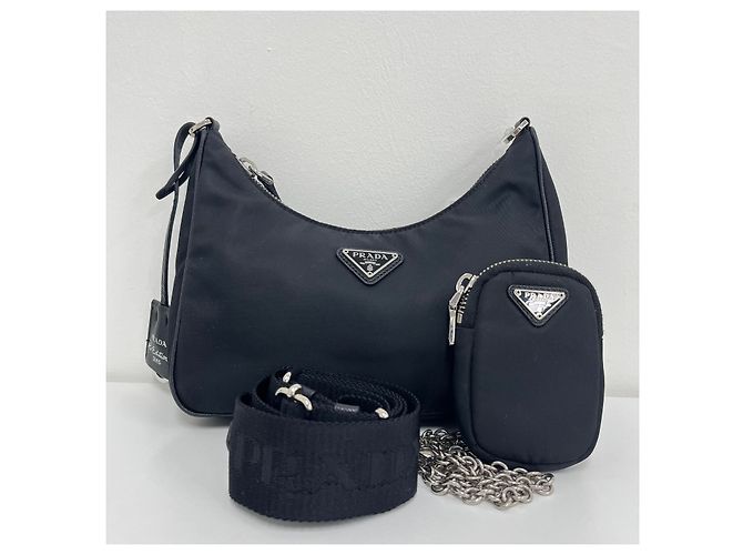 Prada Borsa Hobo in Re-Nylon Tessuto con tracolla a catena - vista 2