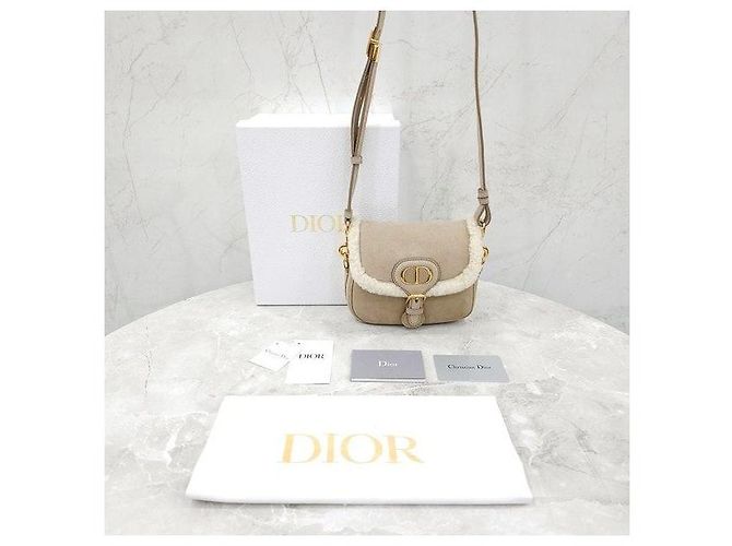 Dior Picca borsa a tracolla in shearling beige - vista 10