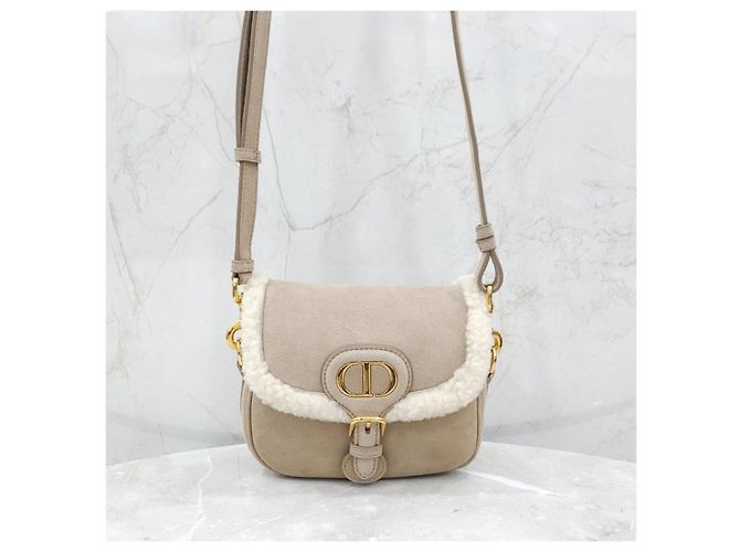 Dior Picca borsa a tracolla in shearling beige - vista 11