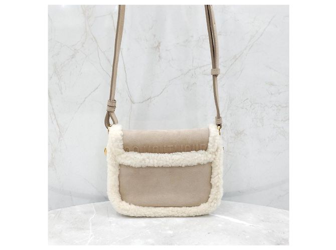 Dior Picca borsa a tracolla in shearling beige - vista 13