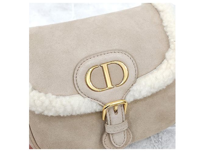 Dior Picca borsa a tracolla in shearling beige - vista 14