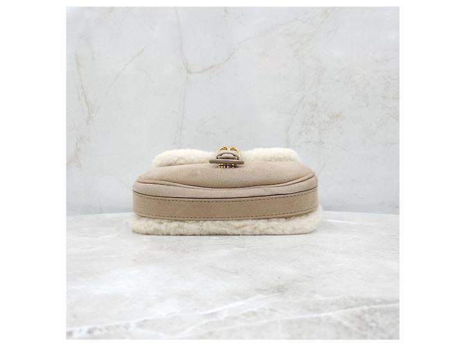 Dior Picca borsa a tracolla in shearling beige - vista 15