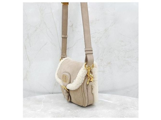 Dior Picca borsa a tracolla in shearling beige - vista 2