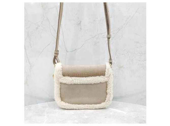 Dior Picca borsa a tracolla in shearling beige - vista 3