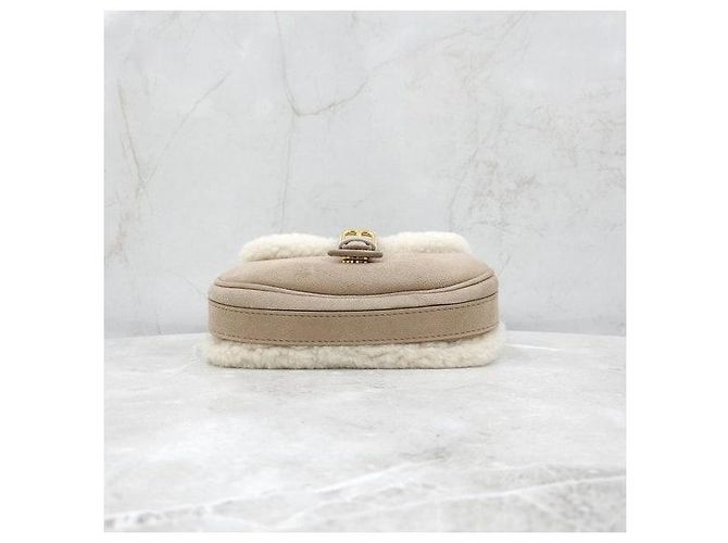 Dior Picca borsa a tracolla in shearling beige - vista 5