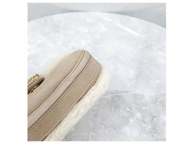 Dior Picca borsa a tracolla in shearling beige - vista 7
