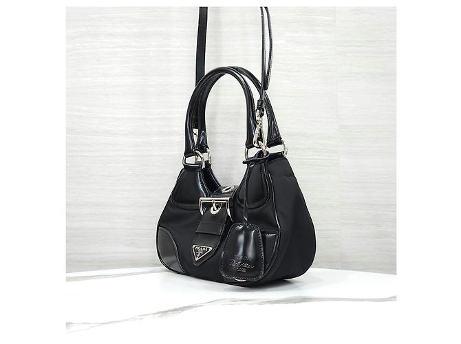 Prada Borsa Moon in nylon e pelle - vista 12