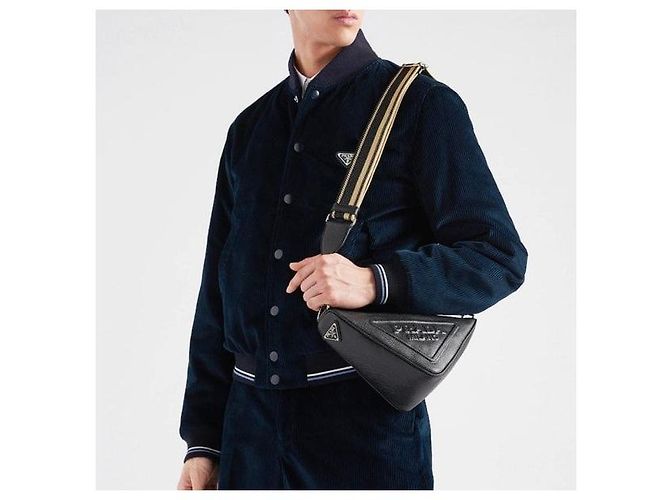 Prada Borsa a tracolla Triangle in pelle Saffiano - vista 10