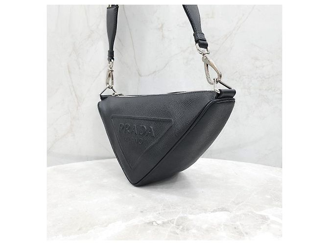 Prada Borsa a tracolla Triangle in pelle Saffiano - vista 12